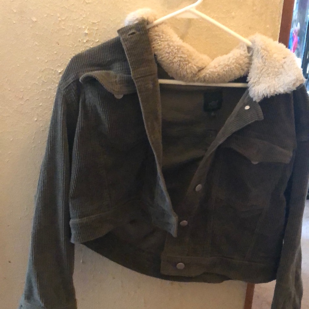 green cropped jacket
